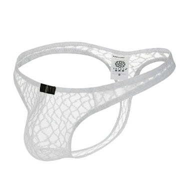 Men's Boxer Briefs Low-Waisted Transparent Lace Underpants T-back Underwear