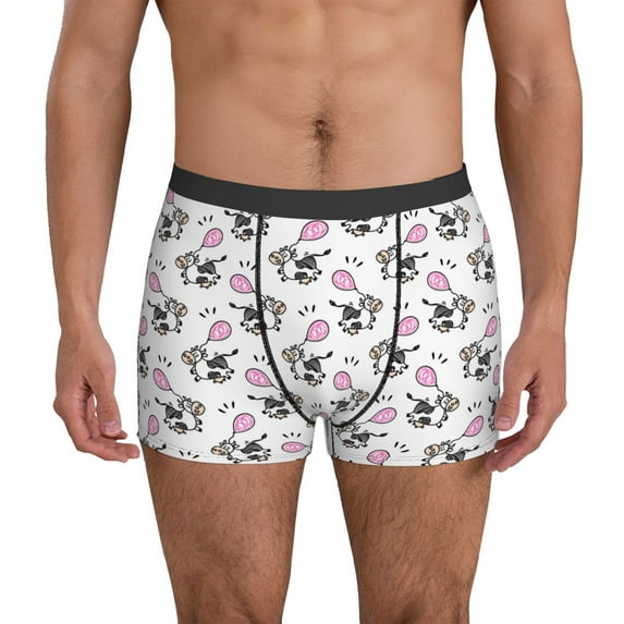 Men's Boxer Briefs, Minimalist Lines Cute Cow Balloon Soft Comfy Mens Underwear Boxer Briefs Breathable With Widen Waist