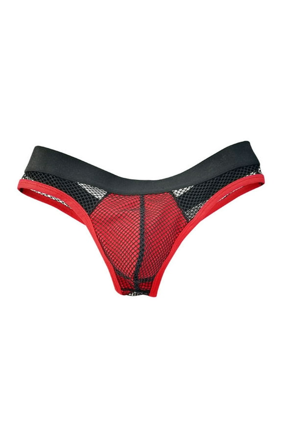 Men's Boxer Briefs No Underwear Brief for Men Athletic Underwear Men Briefs Medium Extra No Ride for Brief V Shape Rabbit Fishing Net Thong Red M