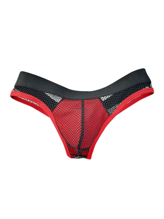 Men's Boxer Briefs No Underwear Brief for Men Athletic Underwear Men Briefs Medium Extra No Ride for Brief V Shape Rabbit Fishing Net Thong Red XL