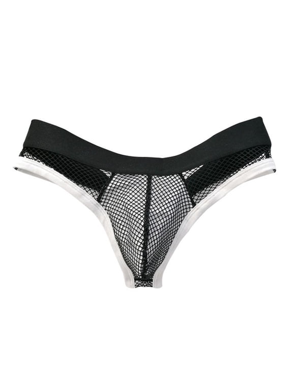 Men's Boxer Briefs No Underwear Brief for Men Athletic Underwear Men Briefs Medium Extra No Ride for Brief V Shape Rabbit Fishing Net Thong White M