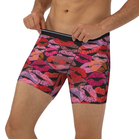 Men's Boxer Briefs, Red Lips Kissing Soft and Breathable Mens Underwear Boxer Briefs With Widen Waist