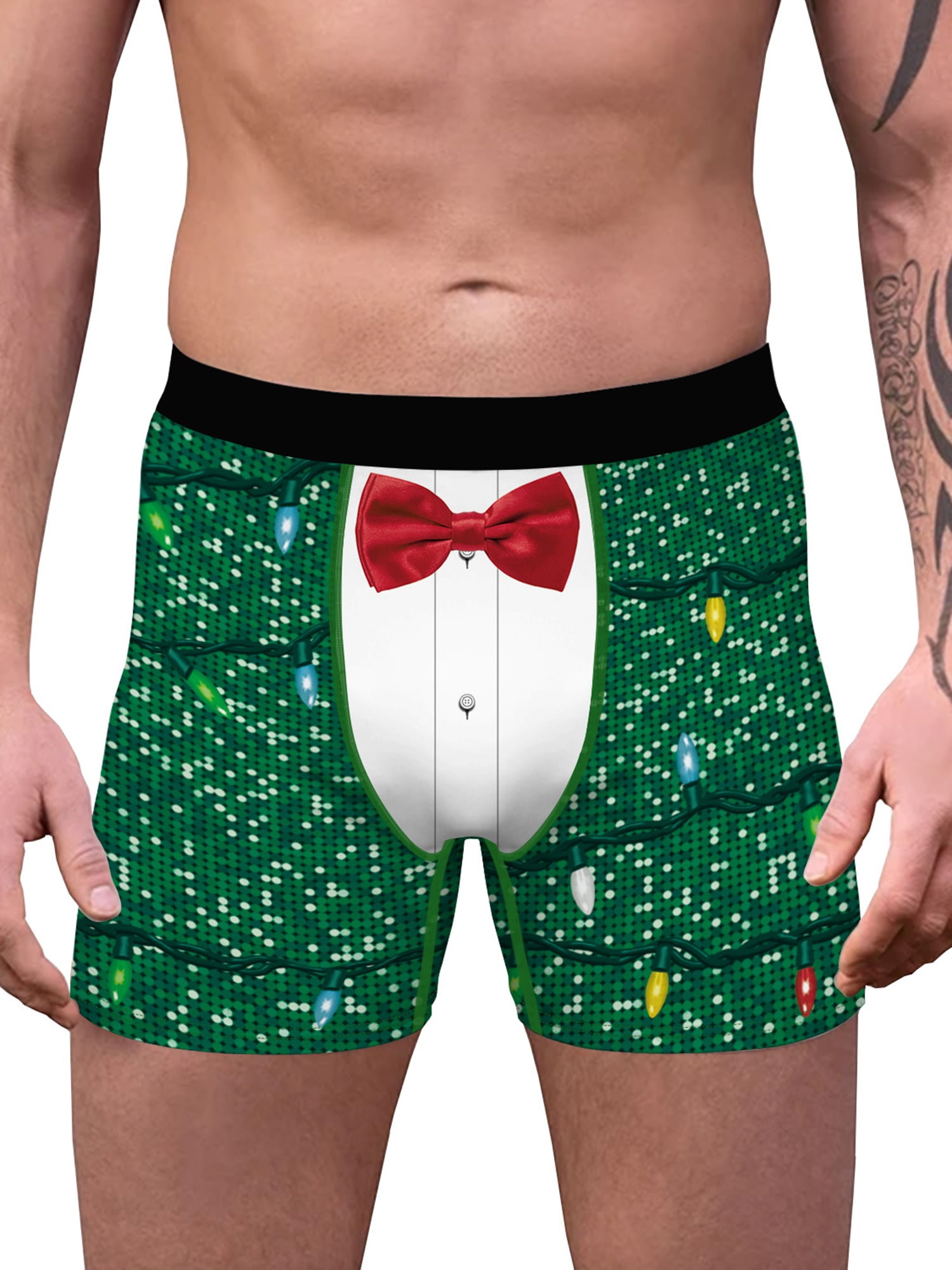 Men's Boxer Briefs Sexy Christmas Underwear Santa Claus Print Underpants  Loose Tight Waist Xmas Shorts Holiday Erotic Costumes