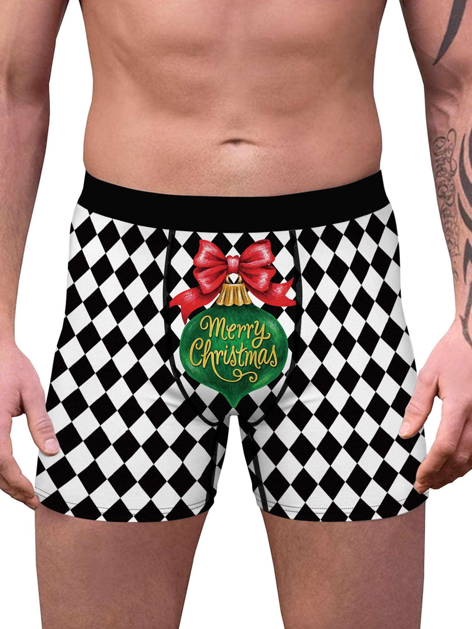 Men's Boxer Briefs Sexy Christmas Underwear Santa Claus Print Underpants  Loose Tight Waist Xmas Shorts Holiday Erotic Costumes 