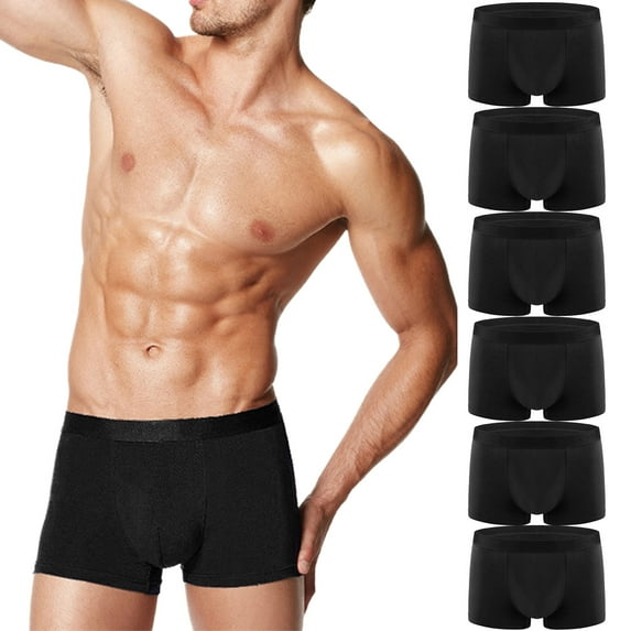 Men's Boxer Briefs, Soft and Breathable Cotton Underwear with Comfort Solid Color Soft Underwear 6Pack
