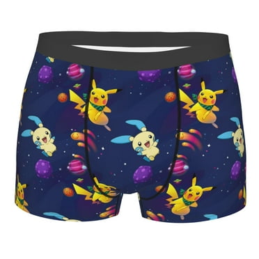 Men's Boxer Briefs,Space Pokémon-Pikachu Boxer Briefs,Soft and Breathable Polyester Underwear with ComfortFlex Waistband,M