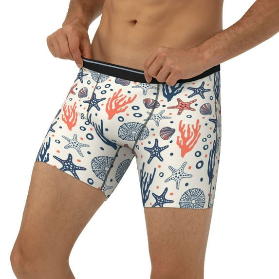 Men's Boxer Briefs, Starfish Shell Soft and Breathable Mens Underwear Boxer Briefs With Widen Waist