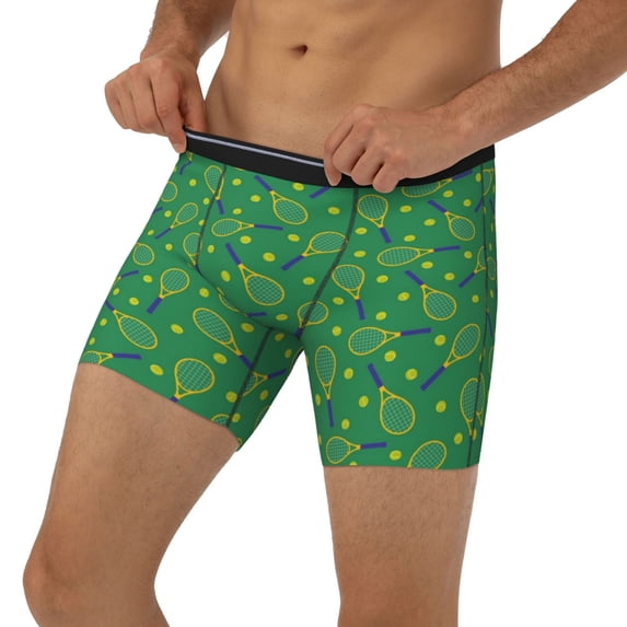Men's Boxer Briefs, Tennis Rockets And Balls Soft and Breathable Mens Underwear Boxer Briefs With Widen Waist