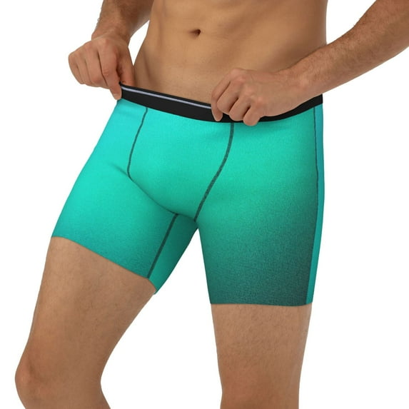 Men's Boxer Briefs, Turquoise Light Blue Soft and Breathable Mens Underwear Boxer Briefs With Widen Waist