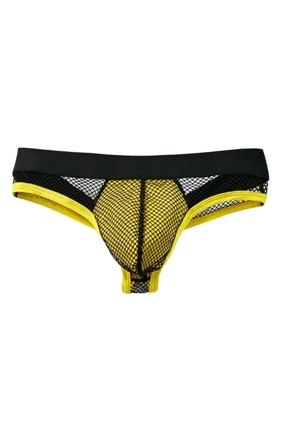 Men's Boxer Briefs No Underwear Brief for Men Athletic Underwear Men Briefs Medium Extra No Ride for Brief V Shape Rabbit Fishing Net Thong Yellow 2XL