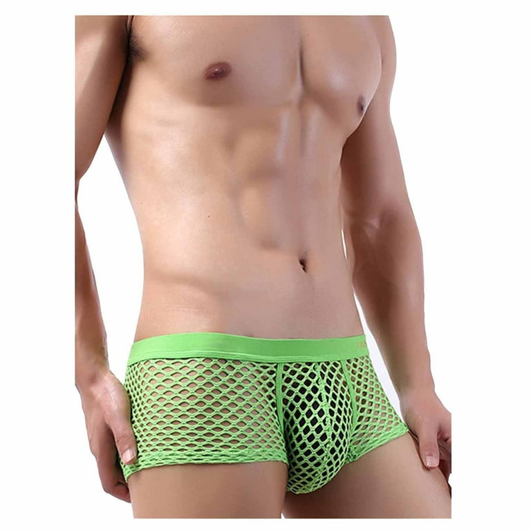 Men’s Boxer Briefs Underwear for Men Low-rise Nightwear Sexy Underwear Man  Transparent Mesh Boxers Briefs Short