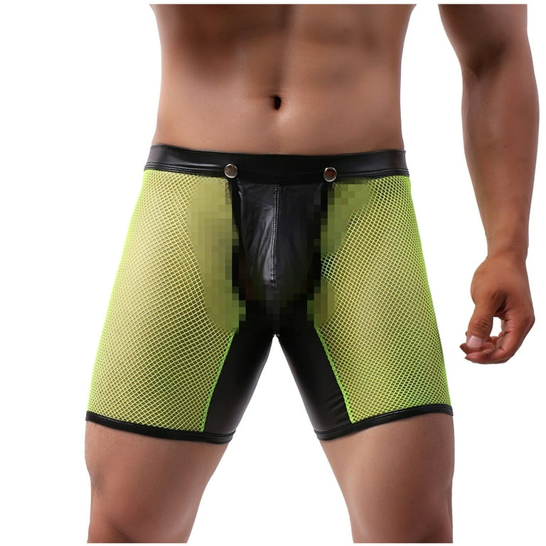 Men’s Boxer Briefs Underwear for Men Sexy Mesh Hollow Out Lingerie  Breathable knickers Underpants Underwear