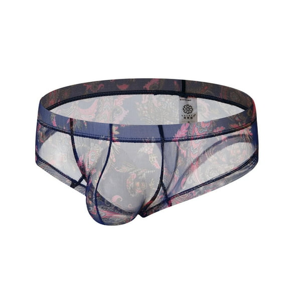 Men’s Boxer Briefs Underwear for Men Sexy Underwear Transparent See Through Shorts Hot Lip Print Underpants