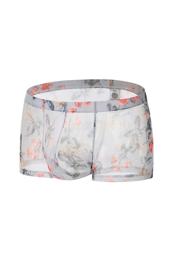 Men’s Boxer Briefs Underwear for Men Sexy Underwear Transparent See Through Shorts Hot Lip Print Underpants
