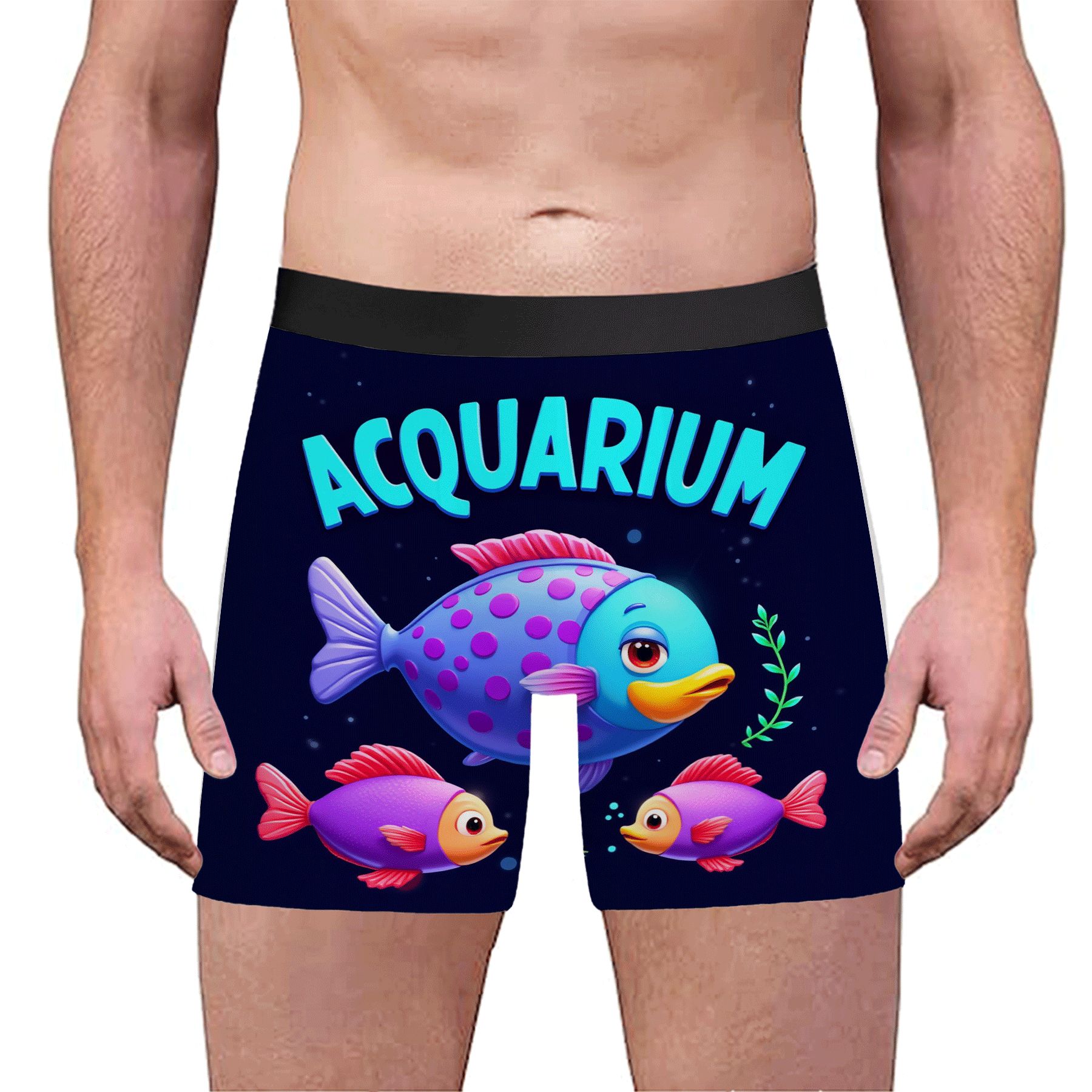 Men's Boxer Briefs - Vibrant Theme with Colorful Fish Purple Spots ...