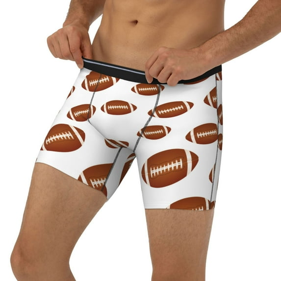 Men's Boxer Briefs, bright brown American football Soft and Breathable Mens Underwear Boxer Briefs With Widen Waist