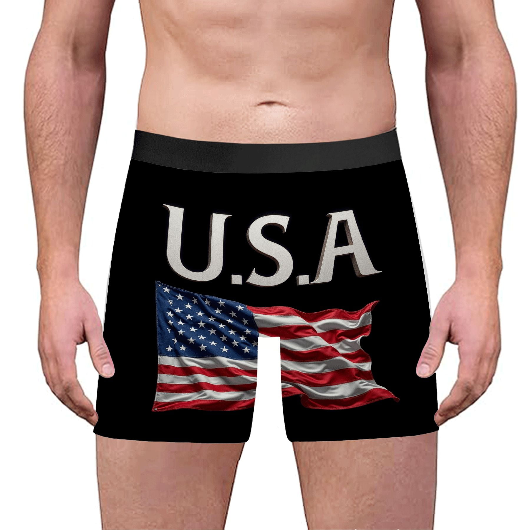 Men's Boxer Briefs with Bold American Flag Gra…