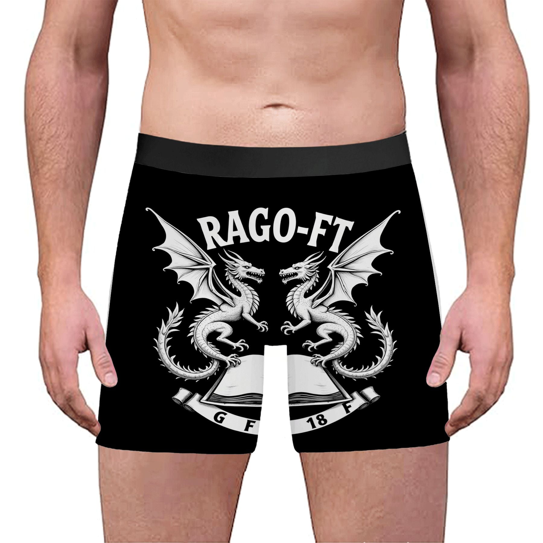 Men's Boxer Briefs with Fantasy Dragon Design - Black Underwear ...