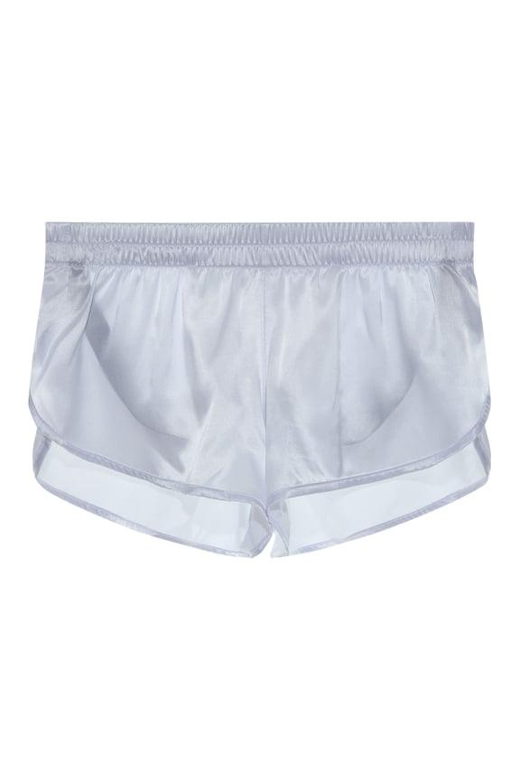 Men's Boxer Jockstrap Sexy Underwear, Silky Satin Split Side Gym Running Active Shorts