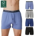 thumbnail image 1 of Men's Boxer Shorts Moisture-Wicking,Breathable Bamboo Viscose Underwear with Button Fly,4 Pack, 1 of 9