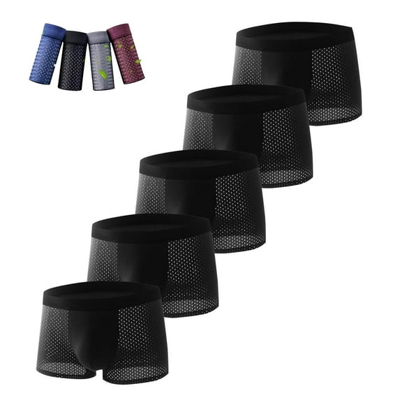 Men's Boxer Shorts Soft Bamboo Underwear Trunks Breathable Multipack Black L