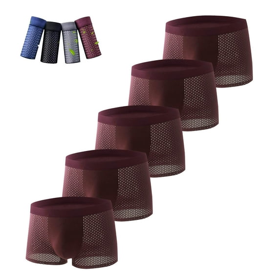 Men's Boxer Shorts Soft Bamboo Underwear Trunks Breathable Multipack Wine XL