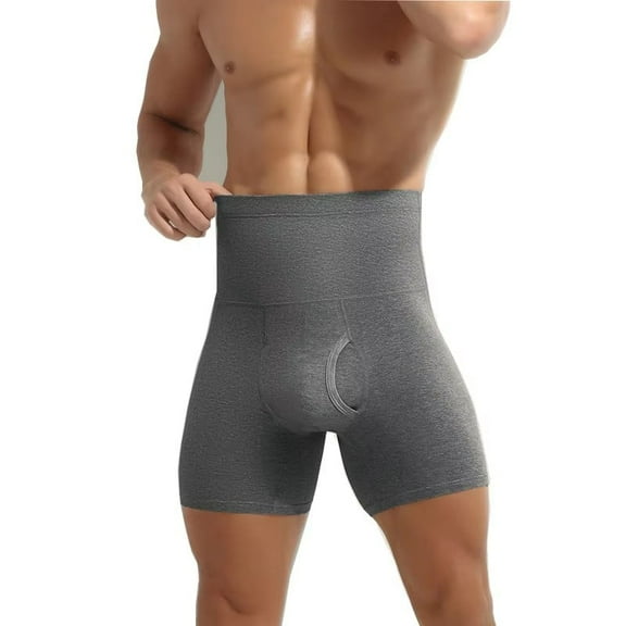 Men's Boxer Underwear Cotton Waistband Anti-Wear Leg High Waist Warm Waist Protection Sports,1-Pack.