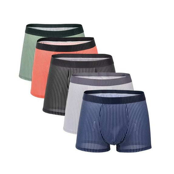 Men's Boxer Underwear Ice Silk Breathable Trendy Summer Breathable Intimat,5-Pack.