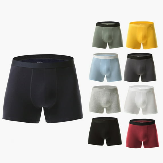 Men's Boxer Underwear U-shape Cotton Stylish Breathable Boxer Briefs(Navy,M)