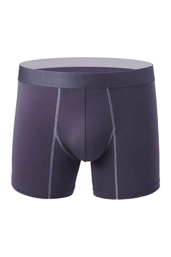 Men's Boxers Briefs Soft Comfortable Close Fitting Breathable Bulge Enhancing Wicking Lightweight Cool Solid Color Long Leg Underwear Athletic Workout Male Underpants