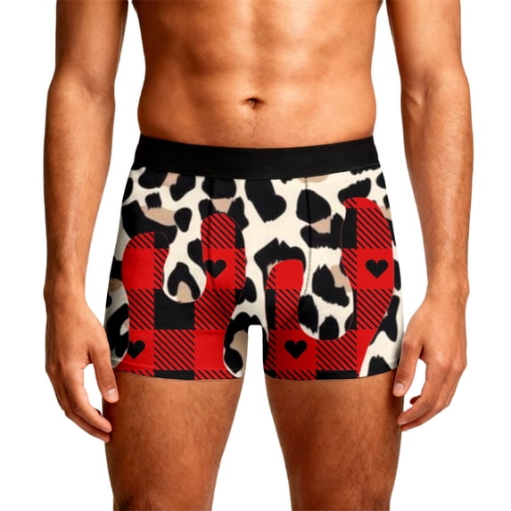 Men's Boxers Briefs Valentine's Day Leopard Print Boxer Briefs for Men Cool Comfort Breathable Soft Underwear Set Boxer Briefs Men A S