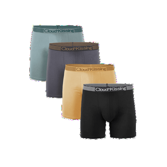 Men's Boxers Underwear Long Sexy Fashion Breathable,4-Pack.