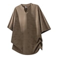 thumbnail image 1 of Men's Boxy Short Sleeve Band Collar V Neck Loose Fit Shirt Streetwear Oversized Textured Pullover Tops Summer Casual Beach Vacation Tee Soft Lightweight Fashion, 1 of 4