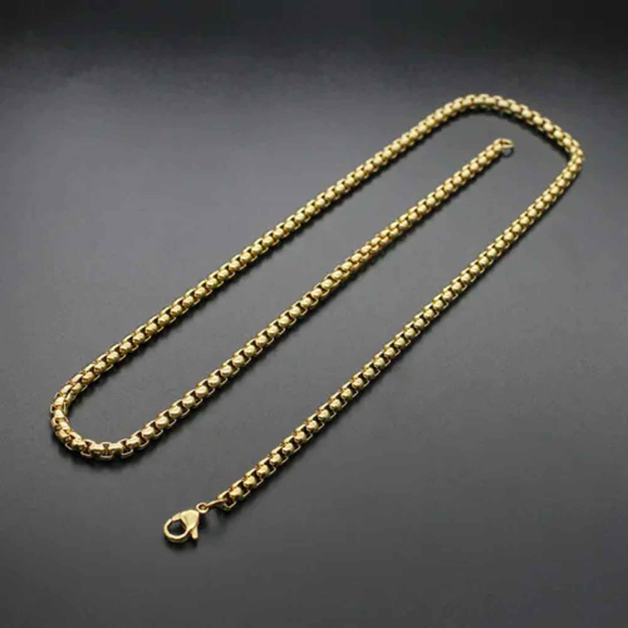 Men's Boy's 2.5-4mm 18K Gold Plated Black Stainless Steel Rolo Chain ...