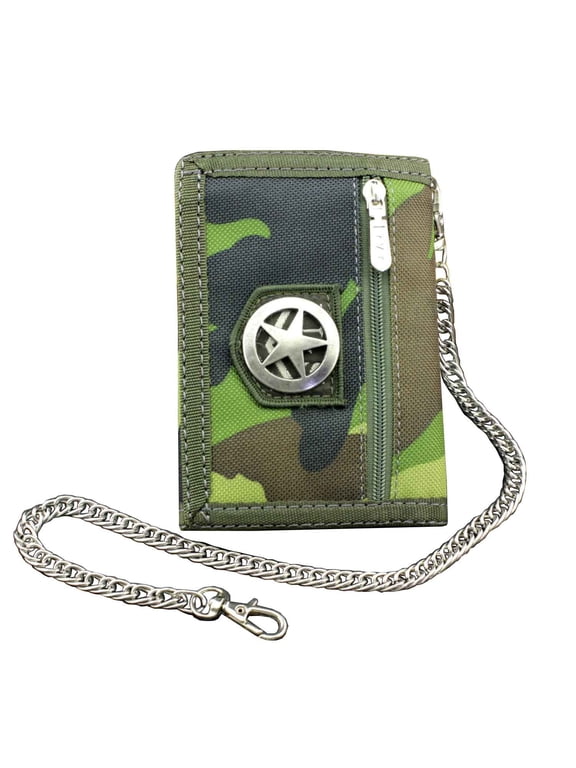 Men's Boy's Army Camouflage wallet Card Purse with safty Chain