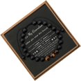 thumbnail image 1 of Men's Bracelet, Adjustable 8mm Men's Tiger Eye Black Matte Onyx Beads Bracelet for Boyfriend Husband Grandson, 1 of 6