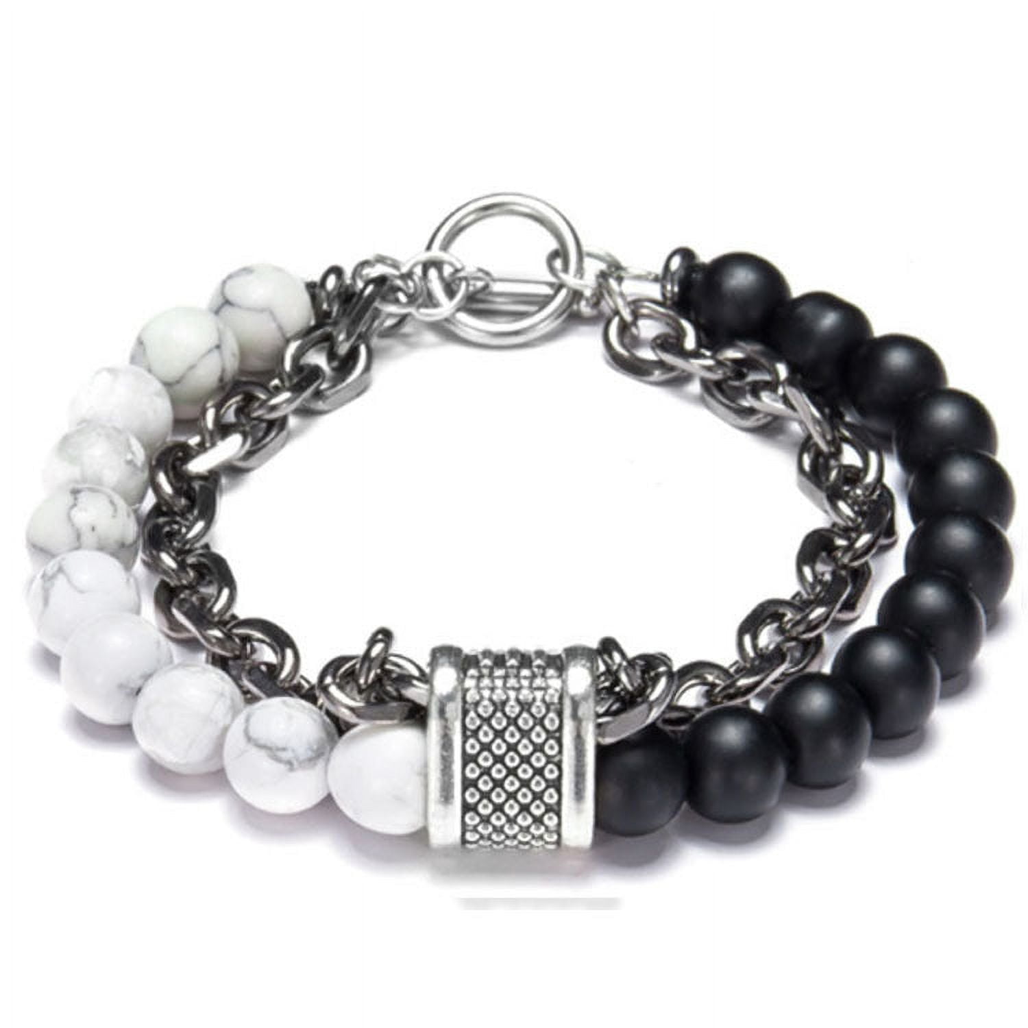 Men's Bracelet Geometric Frosted Map Stone Alloy Stainless Steel Iron Chain Fashion Jewelry Bracelet Gift for Him and Boys Geometric Design