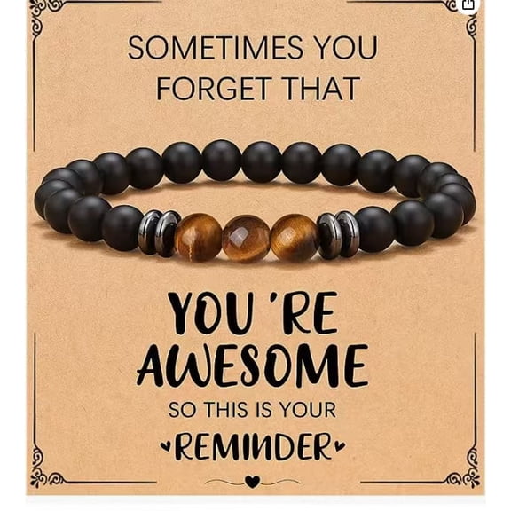 Men's Bracelet Tiger Eye Black Beads Bracelet Boys Natural Stone Bracelet Birthday Christmas Gift For Boyfriend/Dad/Son/Grandson/Brother