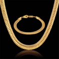 thumbnail image 1 of Men's Bracelets 8MM Curb Flat Snake Link Chain 14K Yellow Gold Necklaces For Women Vintage Jewelry Sets D409, 1 of 6
