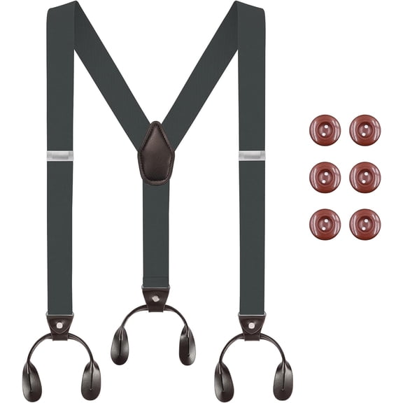 Men's Braces Button End, Button Braces for Men Trousers Heavy Duty, Men Braces for Trousers with Buttons 1.4" Wide Adjustable Elastic Y Shape