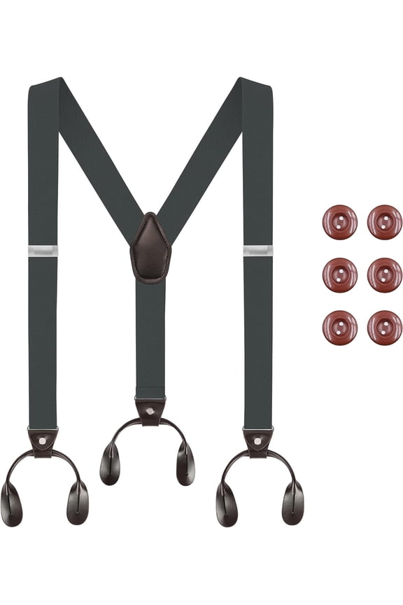Men's Braces Button End, Button Braces for Men Trousers Heavy Duty, Men Braces for Trousers with Buttons 1.4" Wide Adjustable Elastic Y Shape