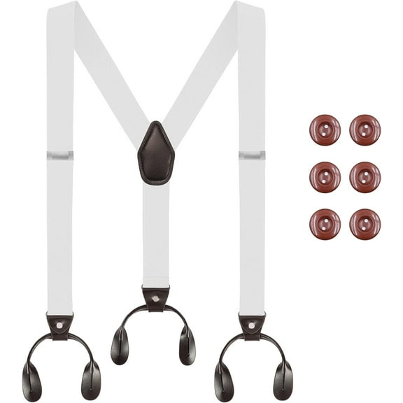 Men's Braces Button End, Button Braces for Men Trousers Heavy Duty, Men Braces for Trousers with Buttons 1.4" Wide Adjustable Elastic Y Shape