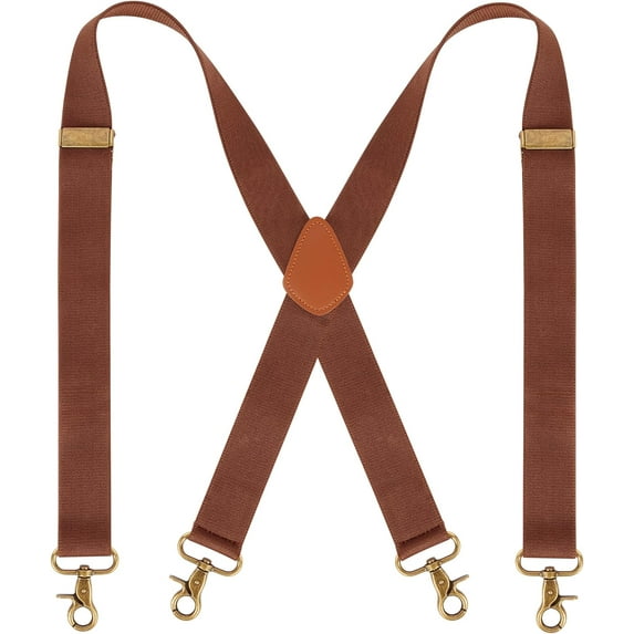 Men's Braces with 4 Hook Clips, Hook Braces for Men Trousers Heavy Duty, Men Braces for Trousers X Shape Adjustable Elastic
