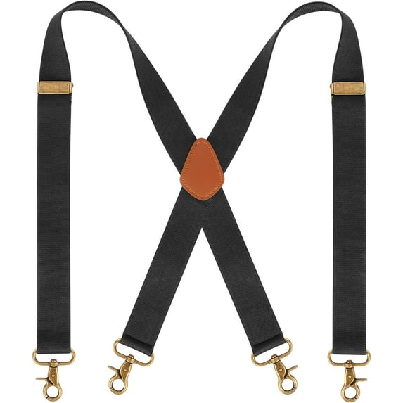 Men's Braces with 4 Hook Clips, Hook Braces for Men Trousers Heavy Duty, Men Braces for Trousers X Shape Adjustable Elastic