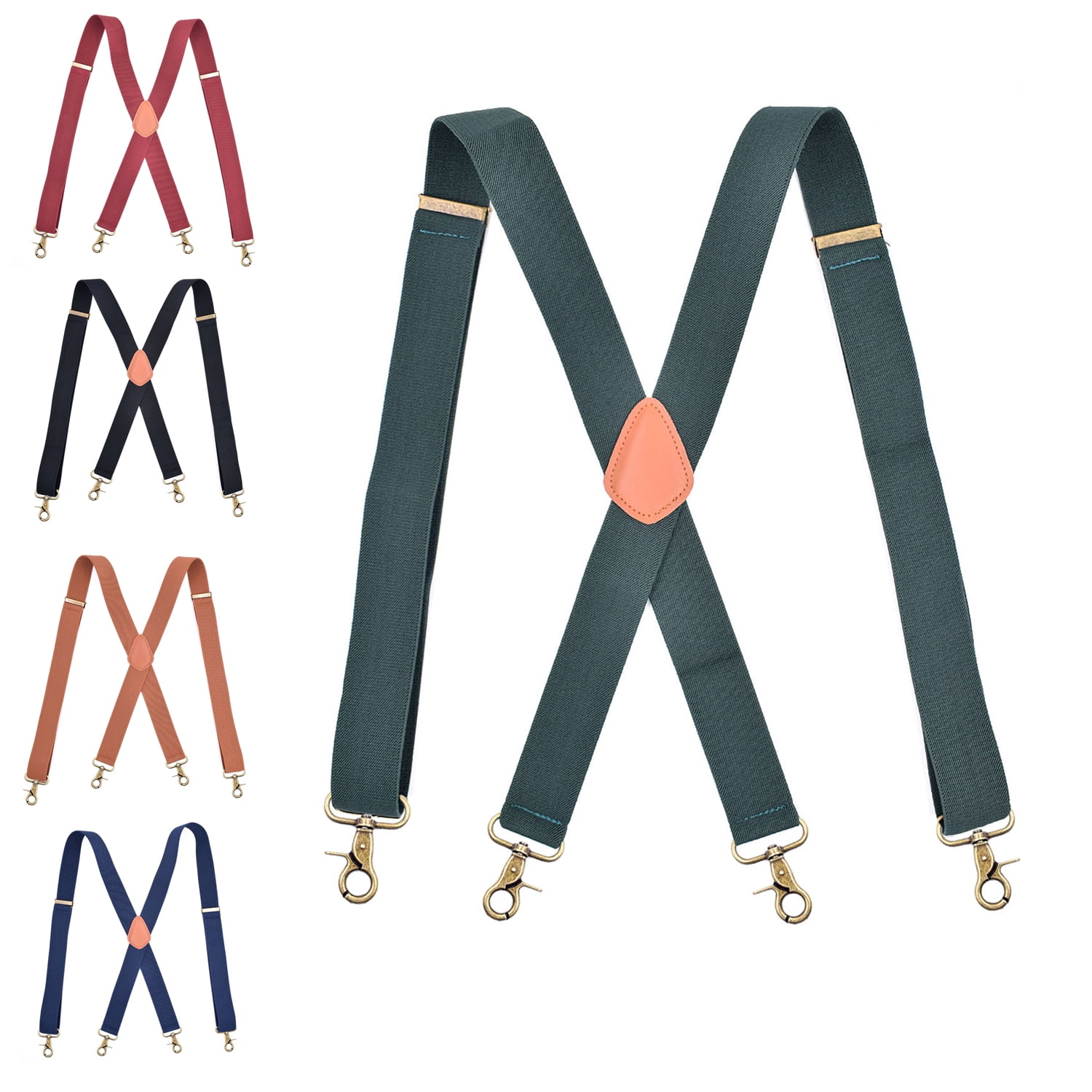 Men's Braces with 4 HookClips for Trousers, Vintage Suspenders Braces