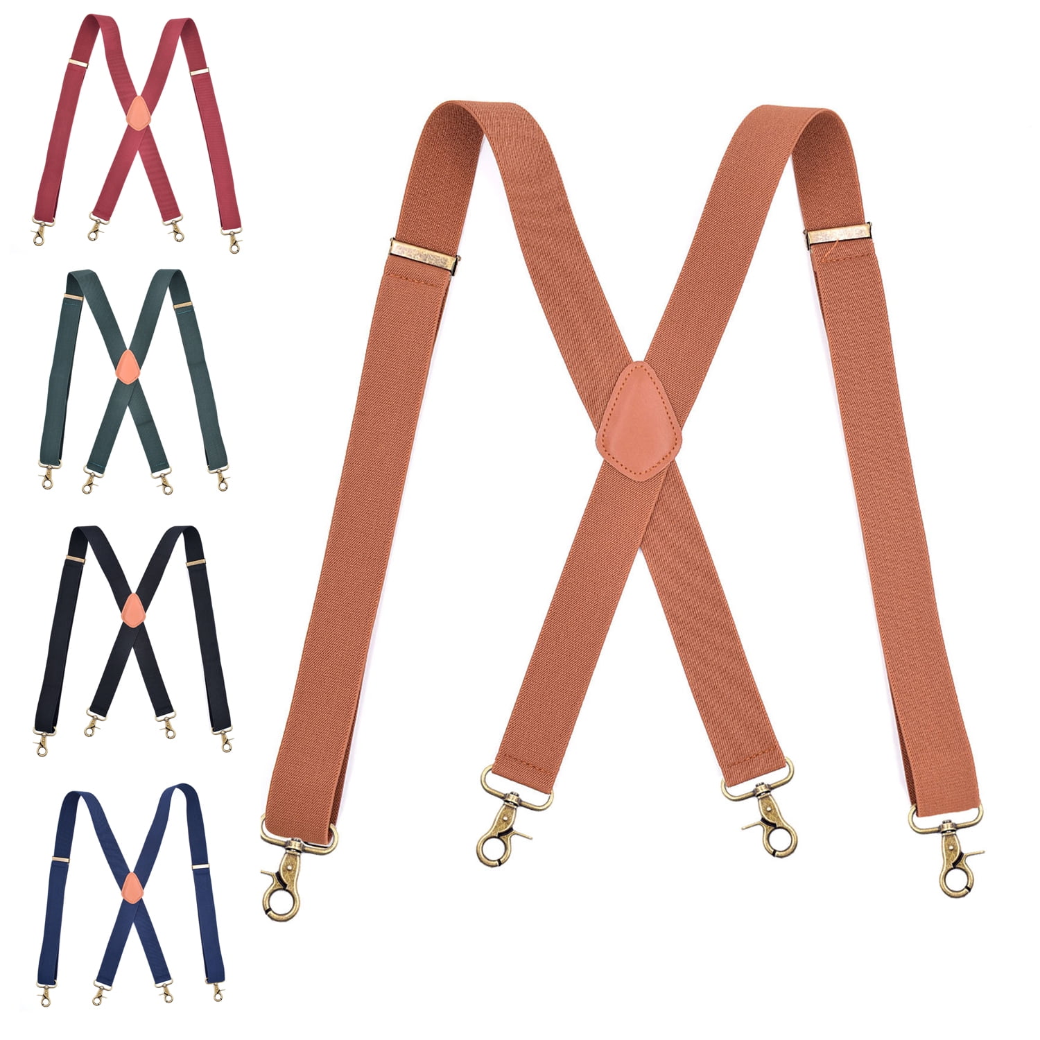 Men's Braces with 4 HookClips for Trousers, Vintage Suspenders Braces