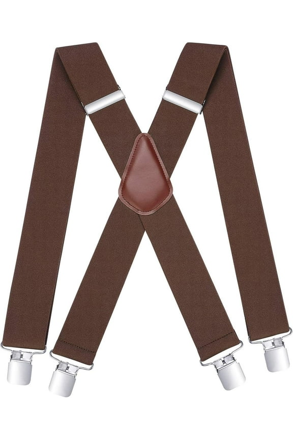 Men's Braces with Very Strong 4 Clips 50 MM Wide Heavy Duty Suspenders X Style Adjustable Elastic Suspender