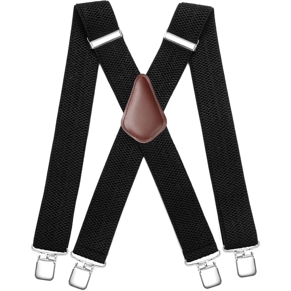 Men's Braces with Very Strong 4 Clips 50 MM Wide Heavy Duty Suspenders X Style Adjustable Elastic Suspender