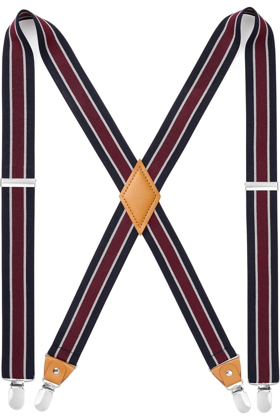 Men's Braces with Very Strong 4 Clips Heavy Duty Suspenders X Style Adjustable Suspender