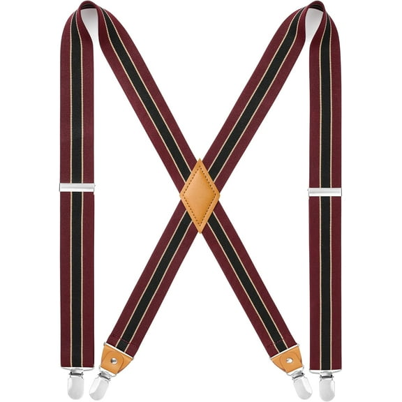 Men's Braces with Very Strong 4 Clips Heavy Duty Suspenders X Style Adjustable Suspender